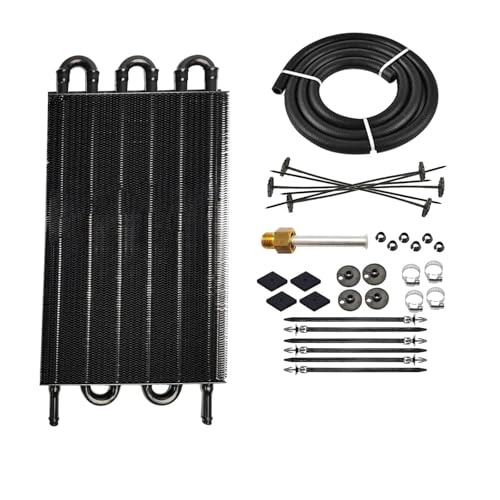 Radiador Enfriador de Aceite Enfriador De Aceite Universal De Aluminio, Kit Convertidor De Radiador De 4, 6 Y 8 Filas, Transmisión Remota, Manual, Automático, Para Coche Oil Cooler Kit(Black 6 Rows)