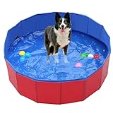 Piscina plegable para perros y gatos, bañera portátil para mascotas, piscina plegable para perros pequeños, medianos y grandes, gatos, piscina roja para cachorros, fácil de almacenar y transportar