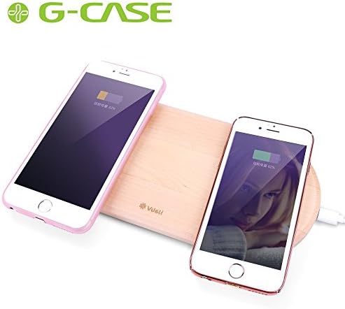 Double Wireless Charger, Vdeli Natural Birch Qi Standard Wireless Charging Pad Support 2 Phone Charging Together for Galaxy S7, S7 edge, S6, Note 5, iPhone 6S Plus (QI003)