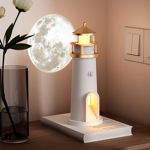 Lámpara de mesa Moon Lighthouse con sensor de movimiento recargable LED miniatura 6