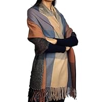 Scarf Brasil - Cachecol Xadrez Europeu Bege, 180x70 cm, Tons Neutros Clássicos, Textura Suave de Flanela, Elegância Atemporal com Franjas
