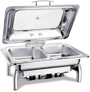 Edelstahl Buffet Chafing Dish Set - Speisenwärmer mit Wasserpfanne für Catering Hochzeiten & Partys