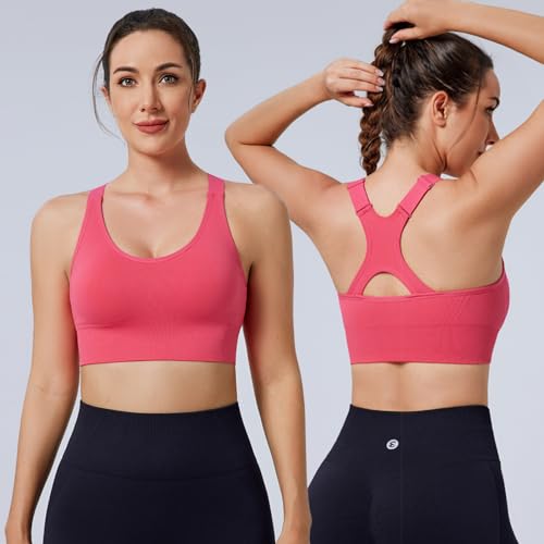 Image of Evercute High Impact Sports Bras for Women 3 /4 /5 Pack, Adjustable Straps Padded Supportive Seamless Racerback Running Bras