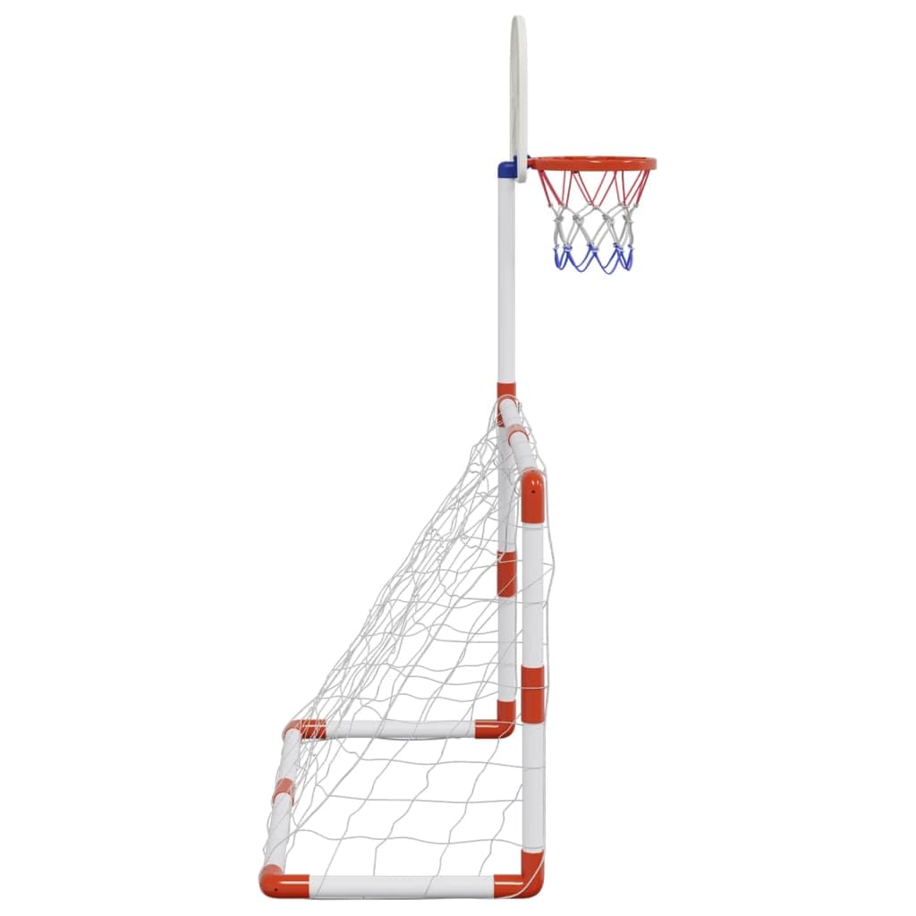 Juego de fútbol y baloncesto para niños con pelotas, juguete deportivo de movimiento para exteriores, juego de pelota activa, portería con red y anillo, 98 x 50 x 70 cm, para jardín