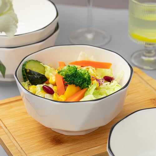 TuYines Cereal Bowls Set of 4,Ceramic Dessert Bowls, Breakfast Bowl,Ceramic White Bowl, 700 ml Serving Bowls Ideal for Ice Cream,Soup,Pasta,Salad,Noodles (C) - Image 3