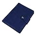 EzSos Leather Notebook Cover, Refillable Writing Journal Cover with Business Card Pocket, Travel Diary Cover with Magnetic Buckle, 6 Round Ring PU Leather Binder Cover for A5 Filler Paper, Blue