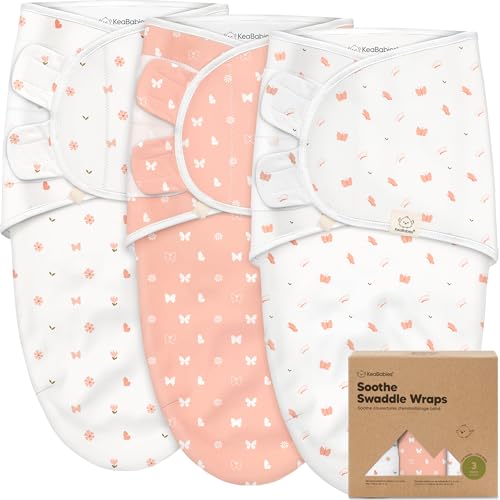 Image of KeaBabies 3-Pack Organic Baby Swaddle Sleep Sacks - Swaddles for Newborns, Infant 0-3 Months, Baby Girls, Boys, Soft & Snug Newborn Sleep Sack, Nursery Swaddling Blankets (Butterflies)