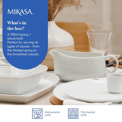 Mikasa Chalk Porcelain Gravy/Sauce Boat, 700ml, Labelled, White - Image 4