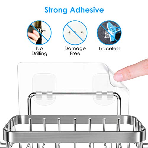ODesign Wall-Mounted Soap Dish Holder with 6 Hooks for Bathroom and Kitchen - No Drilling Required, Silver - 1 Pack