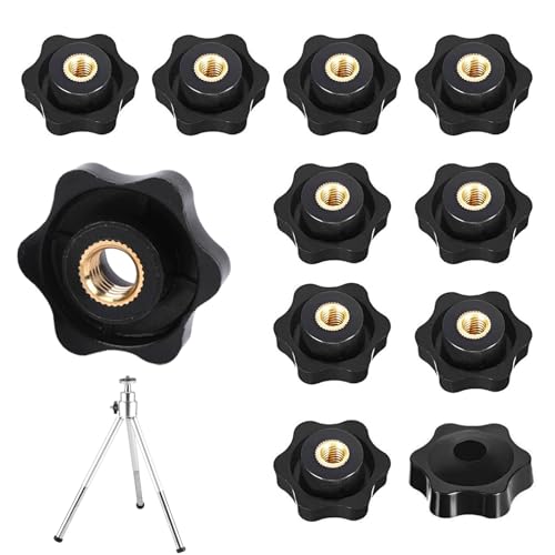 Écrou à Poignée étoile, Bouton de Serrage à Filetage Interne 12 Pièces, Boutons Star M8, écrou Moleté 40 Millimètres, Bouton de Serrage à tête étoile en Plastique, pour Mécanique, Industriel, Noir