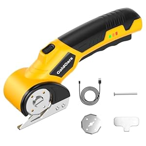 GoldOars Kartonenschneider, Elektrische Schere mit 4V Akku, 6mm Schnittstärke für Pappe, Kartons & Basteln, inkl Ersatzklinge