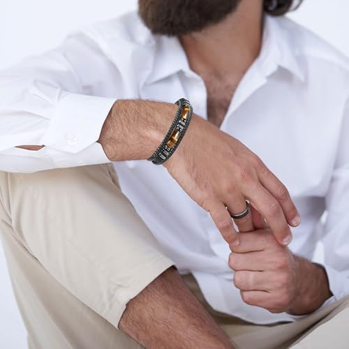 Pulseras de cuero para hombres y mujeres, 4 piezas miniatura 3