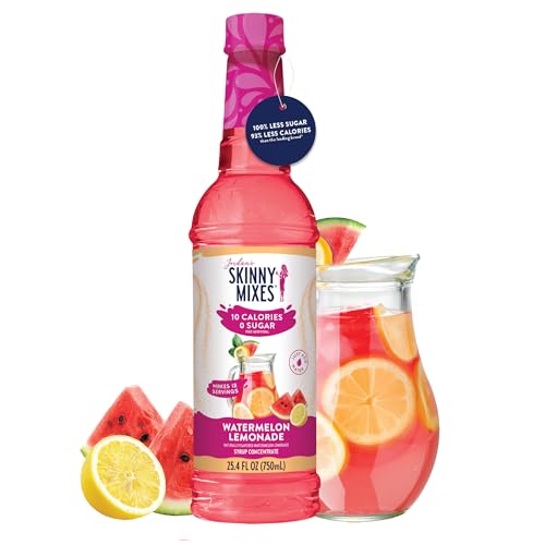 Jordan\'s Skinny Mixes Sugar Free Syrup, Watermelon Lemonade, Fruit Flavored Water Enhancer, Drink Mix Iced Tea, Lemonade, Drinks, Low Calorie Water Flavoring, Dairy & Gluten Free, Kosher, 25.4 Fl Oz