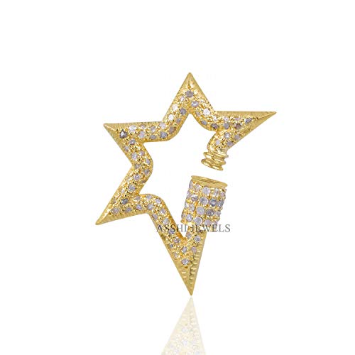 Diamond Star Carabiner Lock, 14k Yellow Gold Vermeil Star Carabiner Lock, Screw Star Carabiner Lock, Handmade Star Carabiner Lock Jewelry