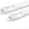 JESLED 2 Pack T8 LED Tube Lights 4FT, Fluorescent Replacement, 48 Inch, 14W, 2450LM, 5000K Daylight, Single or Double End Power, Type A+B, Plug and Play or Ballast Bypass, Frosted (6000K, 2 Pack)
