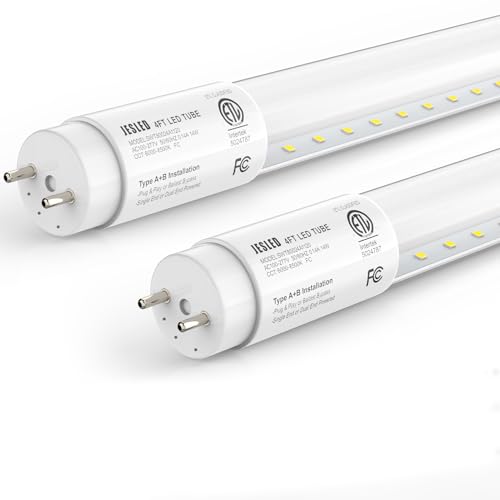 JESLED 2 Pack T8 LED Tube Lights 4FT, Fluorescent Replacement,