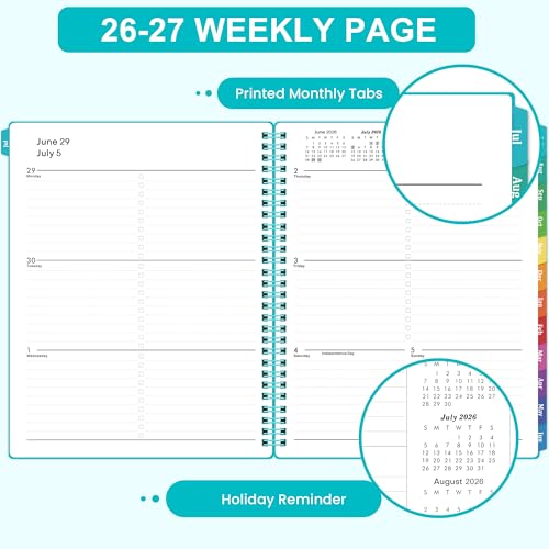 Planner 2026-2027 - Weekly & Monthly 2026-2027 Planner with Printed Tabs, Jul. 2026 - Jun. 2027, 8" x 10", Flexible Cover, Twin-Wire Binding, Premium Paper, Perfect Oganizer - Green — view 3