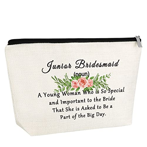 Thank You Gifts From Bride Makeup Bag - Bridesmaid Cosmetic Pouch - Wedding Party Present for Junior Bridesmaid - Funny Gift for Best Sister