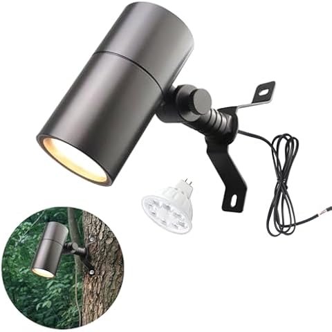 Noobibaba Low Voltage Landscape Lighting Spot Down Light, 12V Tree Downlight Fixture Outdoor Moonlight Cast Aluminum, Free 5W MR16 LED Bulb Stainless Steel Mounting Bracket Cover