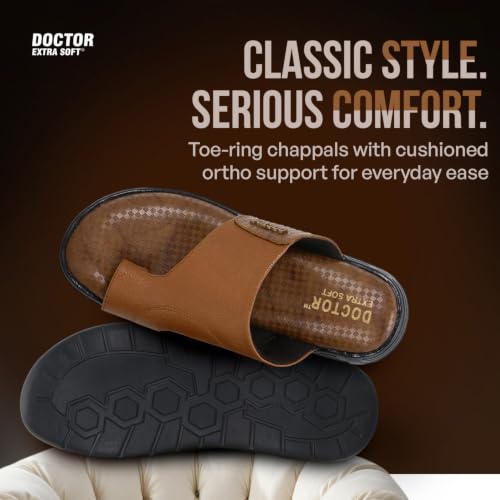 Image of DOCTOR EXTRA SOFT Care Orthopedic Diabetic Comfortable Dr Sole Footwear Daily Use Casual Home Wear Stylish Black Cushioned One Toe Ring Thump Chappal-Sandals-Slippers for Men's-Gents-Boy's L-5