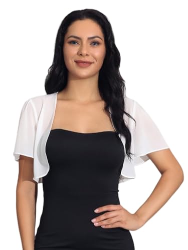 Unicra Women Shrug Soft Chiffon Open Front Bolero Short Sleeve Sheer Cardigan for Evening Dress