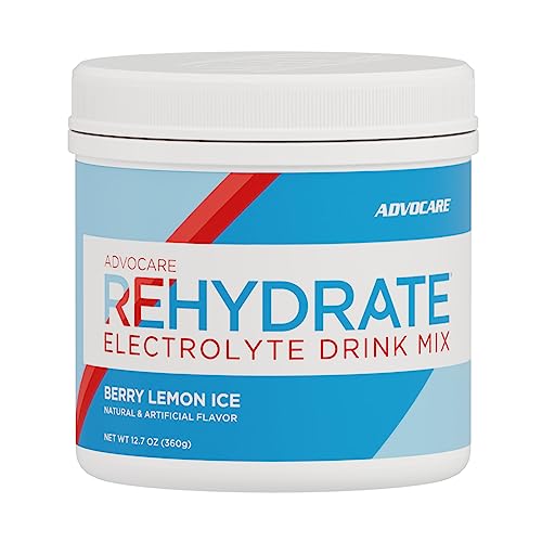 Image of AdvoCare Rehydrate - Electrolyte Drink Mix - Includes Magnesium, Sodium, Potassium & Calcium - Antioxidant & Amino Acid Fortified - Supports Hydration & Recovery - Berry Lemon Ice, 12.7 oz