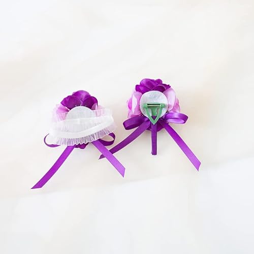 Abbie Home Wedding Wrist Corsage Brooch Boutonniere Set Party Prom Hand Flower Decor (7007Pu) #TOP4