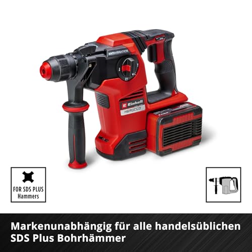 Original Einhell 3-tlg. SDS Plus Meißel-Set, 250 mm (mit Spitzmeißel, 20 mm breitem Flachmeißel, und 40 mm breitem Spatmeißel aus langlebigem 40Cr Stahl für Abbruch- und Renovierungsarbeiten)