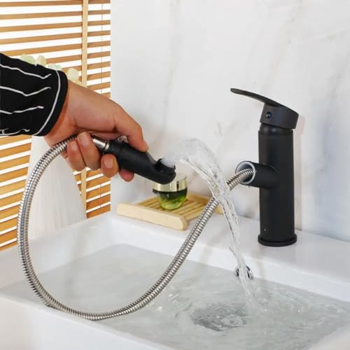 Robinet mitigeur extractible noir eau chaude et froide fluide - 3