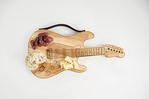 Guitar Shaped Cutting Board Wood For Kitchen, Wooden Serving Platter Charcuterie Cheese Board For Meat, Bread, Vegetables And Fruits, Ashwood Butcher Block, Unique Guitar Body Music Lover Gift For Men #TOP6