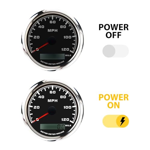 Image of MOTOR METER RACING 110mm 4-3 /8 inch W PRO Series 6 Gauge Set Black Dial | White LED, GPS Speedometer, Tachometer, 52mm, 2-1 /16 inch, Volt, Fuel Level, Water Temperature, Oil Pressure, Car, Boat, Truck