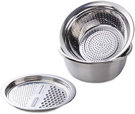 Multifunctional Grater Basin,Large Grater Cutter,Stainless Steel Drain Basket and Basin,Multi-functional&High Quality, for Vegetable Fruit Salad Potatos (rose gold)