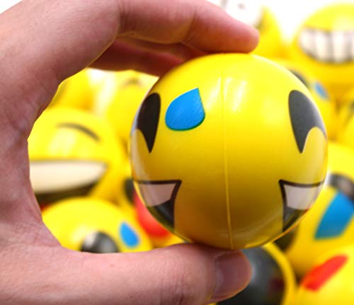 FIVOENDAR Set of 12 - Fun Face Stress Balls Cute Hand Wrist Stress Reliefs Squeeze Balls for Kids and Adults at School or Office Party Favors (Yellow Color Random Faces) (Latest) - image 5