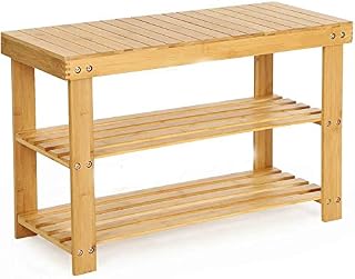 Gunolye Shoe Rack, 3 Tier Bamboo Shoe Cabinet Bench,Shoe Shelf Storage Organizer,Ideal for Hall, Bathroom, Living Room, Hallway(70 x 28 x 45 cm)