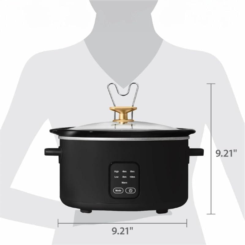 4Qt Slow Cooker with Touch-Activated Display, Black Sesame by