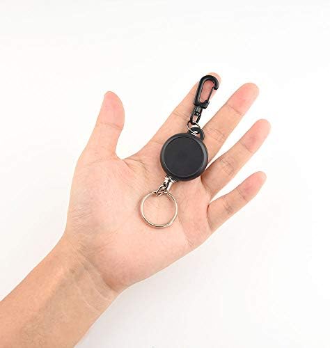 TUPARKA 2 Pieces Heavy Duty Retractable Key Chain Badge Reel Clips with 60cm/ 23.6 Inches Steel Wire Rope