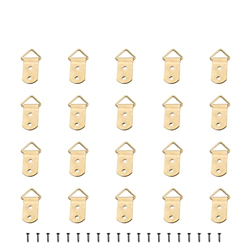 Image of Aicosineg Triangle Ring Picture Hangers 40mm x 14mm Hardware Assortment Kit, for Hanging Clock Paintings Picture Frame Home Decoration Artwork Creative Photo Hanging Solutions Golden Tone 20pcs