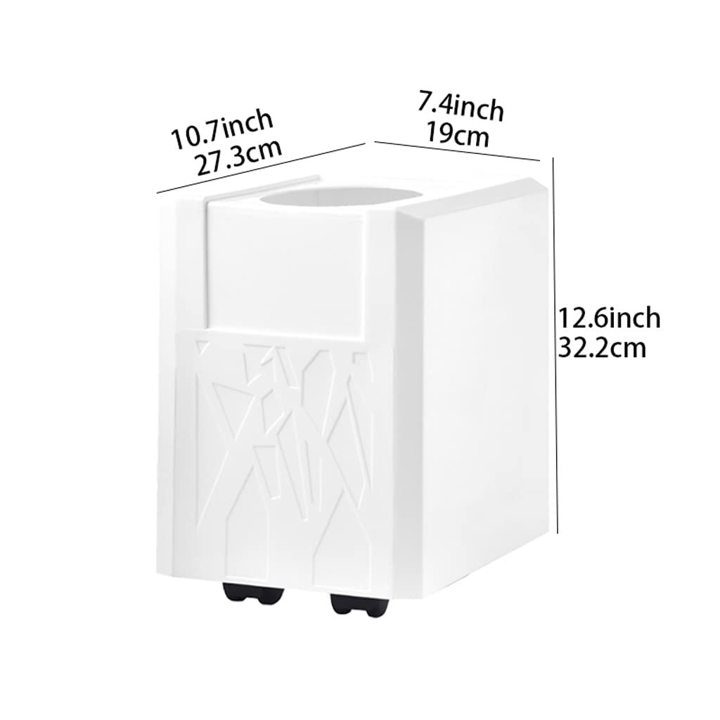 Cubo De La Basura Casa Bote de Basura, Cubo Escritorio plástico con polea, for cocinas, oficinas domésticas, dormitorios y escritorios Papelera Reciclaje(White)