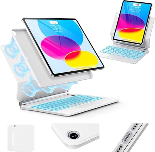 Image of for iPad (A16) 11th /10th Generation Case with Keyboard - Magic-Style Magnetic - Floating Cantilever Stand - Backlit - Multi-Touch Trackpad Keyboard Case for iPad 11 inch &10th Gen 10.9 (White)