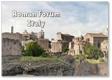 Größe: 53 x 80 mm Kühlschrankmagnet mit Blick auf die Ruinen des Forums Romanum, mit der Basilika von Maxentius in The, Under A Part Cloudy Sky., Design 3