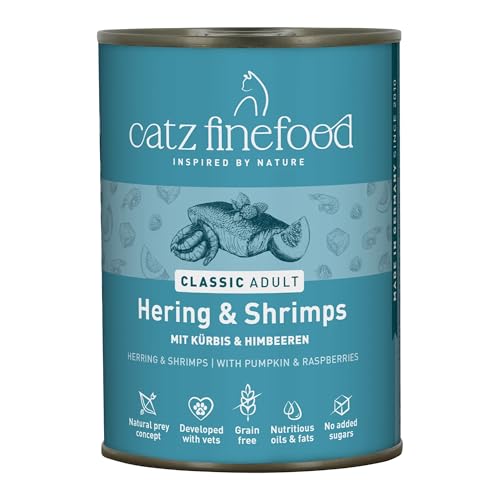 catz finefood Classic Hering & Shrimps Katzenfutter nass, 6 x 400g Dose