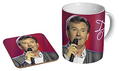 Daniel O’Donnell Mug + Coaster Gift Set – 11oz Ceramic Coffee Cup + Gloss Wooden Drink Mat – Dishwasher & Microwave Safe – Ideal Irish Music Fan Present