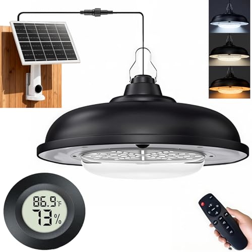 Solar Thermometer Hygrometer Lamp with Remote Control Dusk‑to‑Dawn Greenhouse