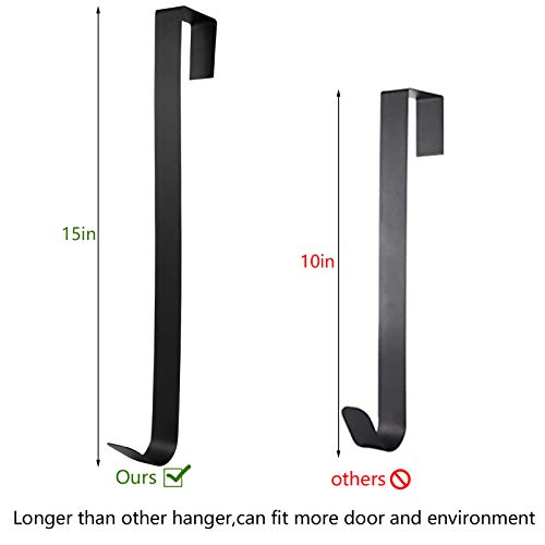 Image of 15inch Metal Wreath Hanger Premium Over The Door Wreath Hook for Christmas Decoration Black