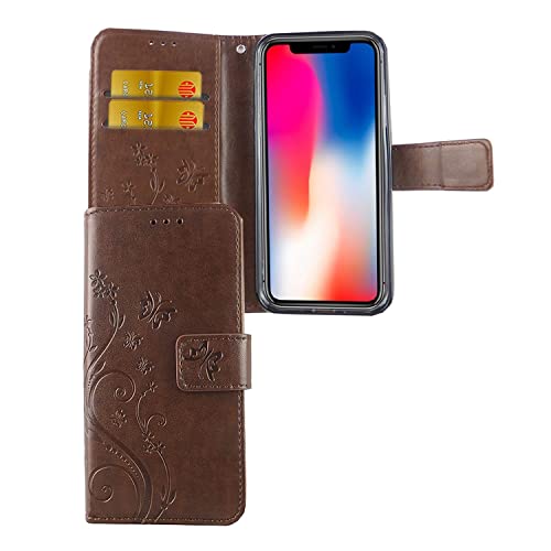 Étui pour téléphone portable Apple iPhone X aspect cuir et finitions fleurs