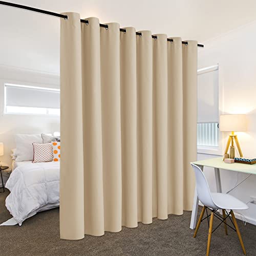 Image of RYB HOME Extra Wide Curtains for Divider Room Separation Soundproof Temporary Door Curtains for Bedroom Closet Office Theatre Garage Living Room Privacy Drop Cloth, W 180 x L 84 inches, Cream Beige