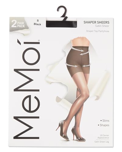 MeMoi 2 Pair Women's Satin Sheer Shaper Top Pantyhose3