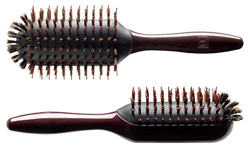 KELLIE LITTLE the groove Elliptic Hairbrush - 'All-In-One' LARGE 9 Row Mixture, Boar/Ionic w/FIRM Synthetic Bristles - Adds Shine, Scalp Massage, Reduces Static & Frizz - Pro Salon Quality