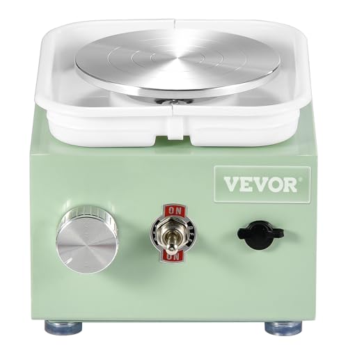 VEVOR Mini Pottery Wheel for Kids and Adults, 2 Turntables 2.6in/3.9in, 0-320RPM Speed Adjustable, Complete Pottery Kit With 18pcs Accessories Tools, Craft Christmas Gifts for Kids Teens Adults, Green by VEVOR - Image 9