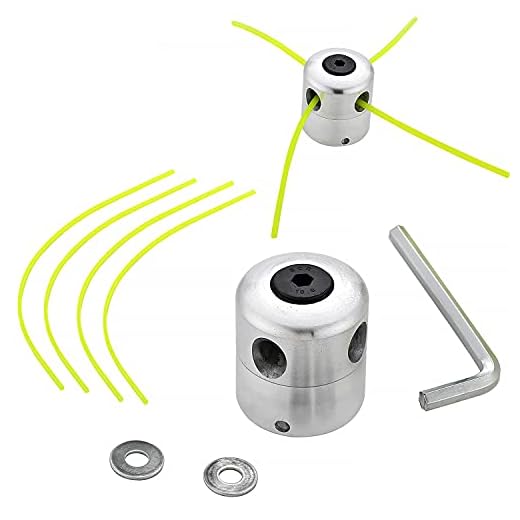 SWAWIS Aluminio Cabezal Desbrozadora Universal Cabezal Hilo Aluminio Cortacésped Duradero para Desbrozadora de Césped (1 cabezales de hilo + 4 hilos)